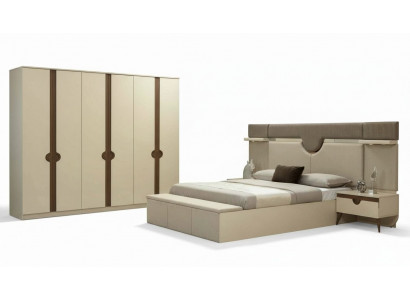 Stilvoll Miwwel 4tlg. Schlofzëmmer Set Bett 2x Nuetsdësch Kleederschaf Nei