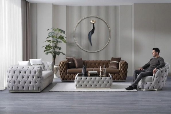 Luxus Sofa-Garnitur 3+3+1 Sëtz Set Design Sofa Polster Modern Garnitur