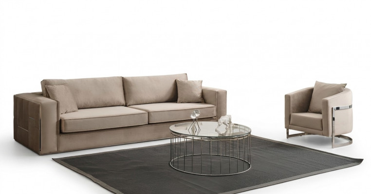 Canapé-Set 2 Deeler Wunnzëmmer Komplett Canapé-Garnitur 3+1 Sëtz Möbelen Textil