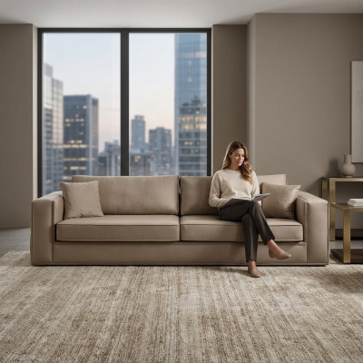 Design Miwwelen Modern Sofa 3 Sëtzer Wunnzëmmer Luxus beige 235cm Sofas