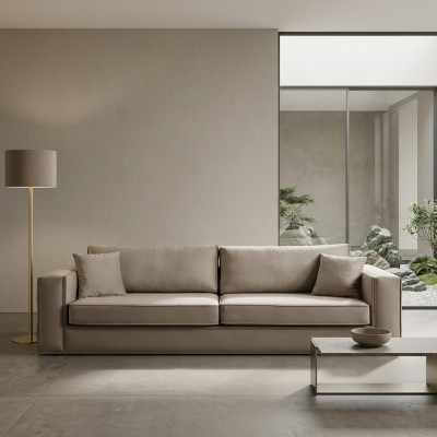 Design Miwwelen Modern Sofa 3 Sëtzer Wunnzëmmer Luxus beige 235cm Sofas