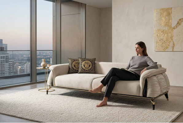 Stilvoll Dräisëtzert Sofa Wunnzëmmer Perfekt Textil Sofa Polster Couchen