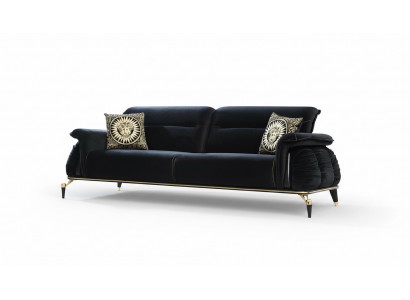 Sofa 3 Sëtzer schwaarz Chesterfield Designer Miwwelen Wunnzëmmer Sofasen Luxus