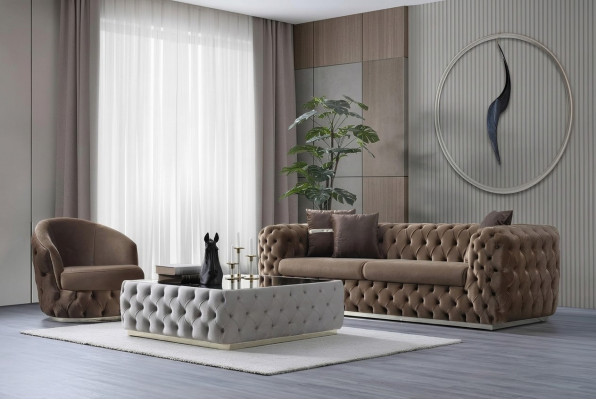 Designer Wohnzimmer Set 3 + 1 Sëtzer Miwwelen Luxus an Modernes Set 2tlg