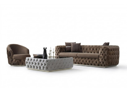 Designer Wohnzimmer Set 3 + 1 Sëtzer Miwwelen Luxus an Modernes Set 2tlg