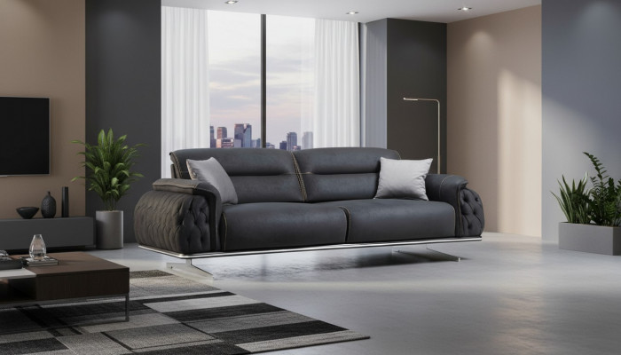 Perfekt flaacht 3-Sëtzer Sofa fir Wunnzëmmer Textil Polster Miwwelen nei Luxus