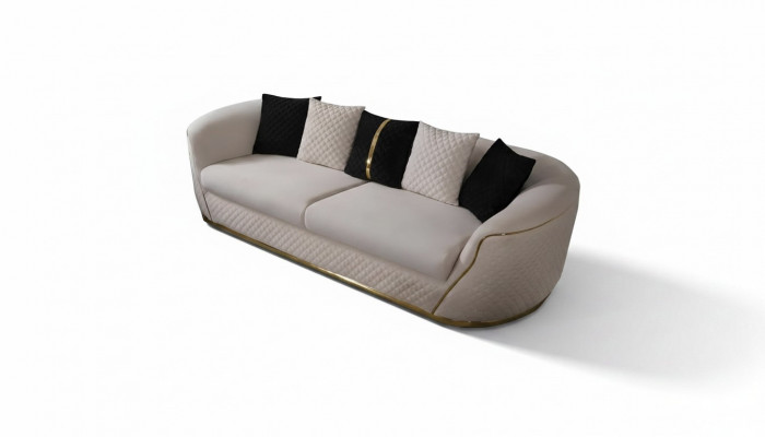 Divan 3 Plazen Design Divanen Polster wäiss Textil Relax Modern 235cm