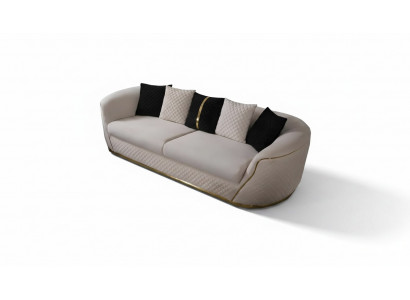 Divan 3 Plazen Design Divanen Polster wäiss Textil Relax Modern 235cm
