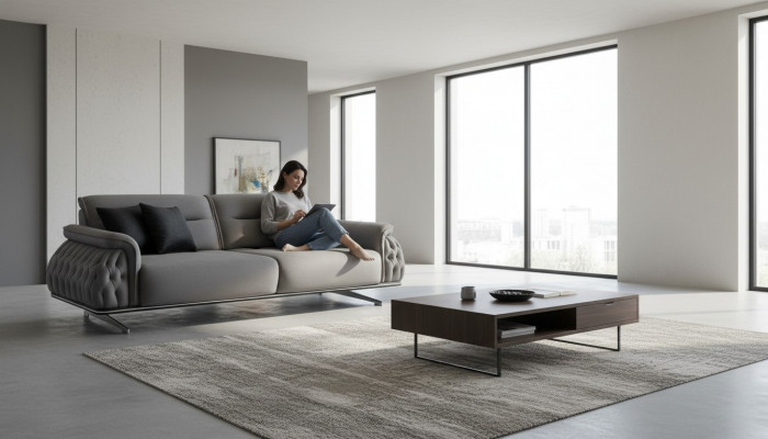Designer mëll 3-Sëtzer Sofa fir Wunnzëmmer Textilpolstermöbel nei Luxus