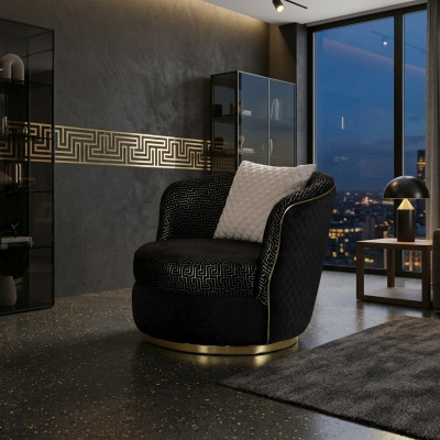 Design Sëtz 1 Sëtzer Stoff Luxuspolster Sëtz schwaarz Faarf Luxus