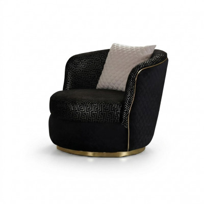 Design Sëtz 1 Sëtzer Stoff Luxuspolster Sëtz schwaarz Faarf Luxus