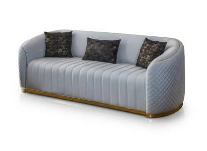 Canapé Luxus Wunnzëmmer Modern Dräisëtzer Miwwelen Canapé 3-Sëtzer Holz Textil