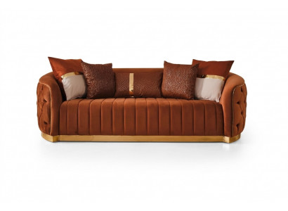 Orange Textil Drësëtz modernen Designer Luxus Couch Sofa Samt Chesterfield