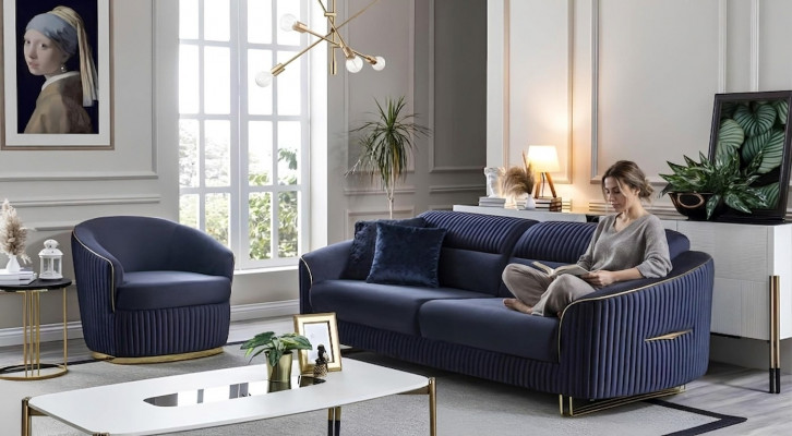 Sofa-Garnitur 3+1 Sëtzer Miwwelen Modern Set Design Sofa Nei 2tlg. Stoff Couch