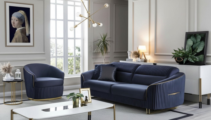 Sofa-Garnitur 3+1 Sëtzer Miwwelen Modern Set Design Sofa Nei 2tlg. Stoff Couch