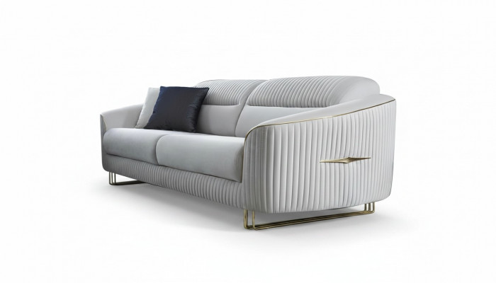 Canapé 3-Sëtzer Polstersofa wäiss Textil Sëtz Design Canapé Modern Nei