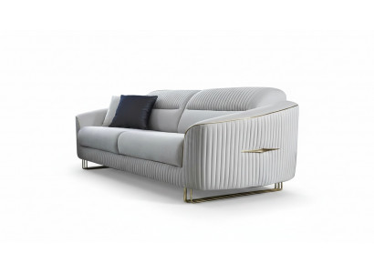 Canapé 3-Sëtzer Polstersofa wäiss Textil Sëtz Design Canapé Modern Nei
