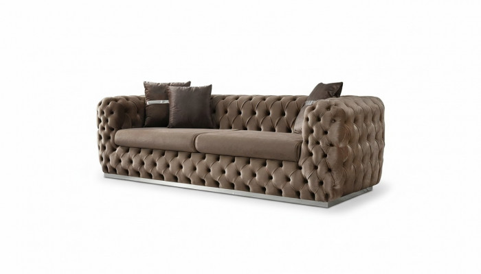Canapé 3 Sëtz Polstercanapé Brong Textil Sëtz Design Couche Modern Chesterfield