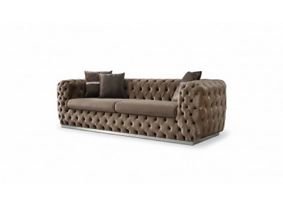 Canapé 3 Sëtz Polstercanapé Brong Textil Sëtz Design Couche Modern Chesterfield