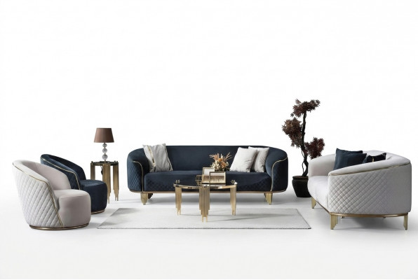 Designer Canapé Set 4-Deel Wunnzëmmer Canapéen 3 Sëtz Couch Fauteuil Modernen Design