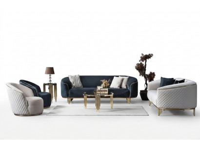 Designer Canapé Set 4-Deel Wunnzëmmer Canapéen 3 Sëtz Couch Fauteuil Modernen Design