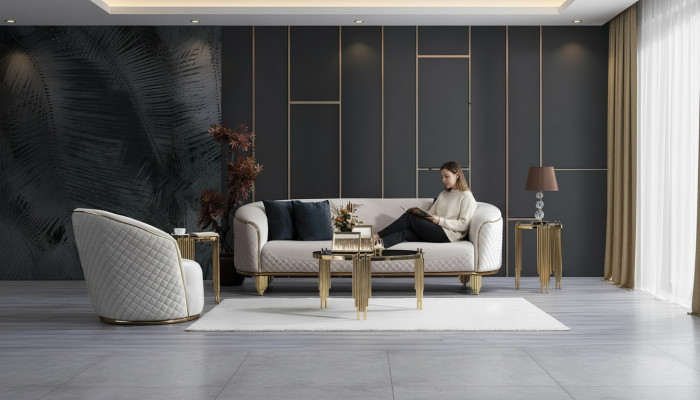 Sofagarnitur 2-deel Wohnzimmer Sofa 3 Sëtz Fotell Modern Design Canapé