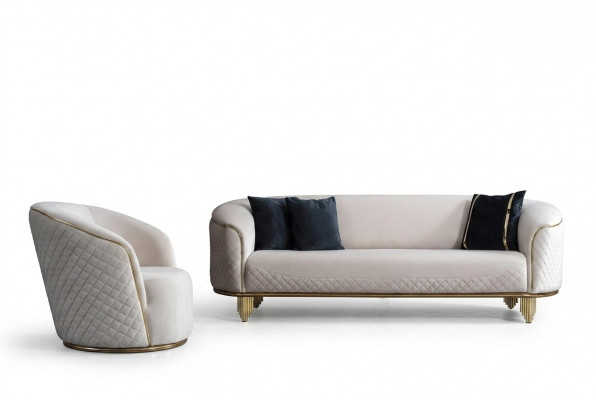 Sofagarnitur 2-deel Wohnzimmer Sofa 3 Sëtz Fotell Modern Design Canapé