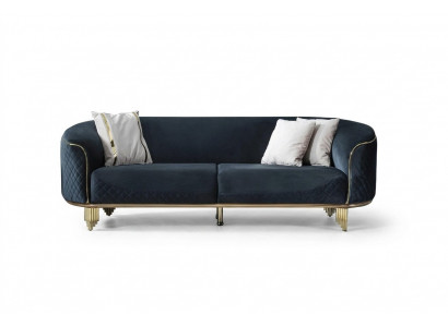 Modern Neie Sofa 3 Sëtzer Polstersofa Blo Textil Sëtz Design Canapéiert