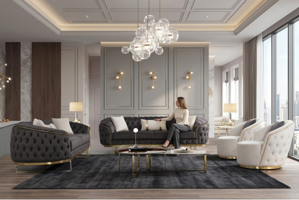 luxuriéis Sofagarnitur 4 Stéck 3+3+1+1 Sëtz Sofa Couchen Miwwel Couch Wunnzëmmer