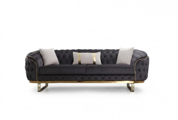 Designer Canapé 3 Sëtzer Textil Couch Polster Sofas Design Braun Chesterfield