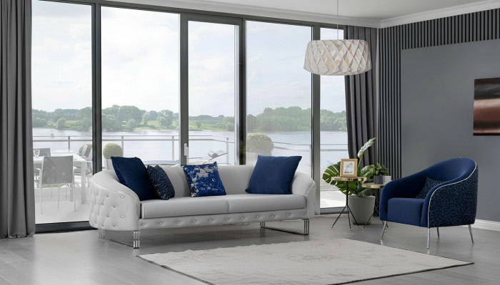 Modern Sofa Set 2 Stéck Wunnzëmmer Luxus Sofagarnitur 3+1 Sëtzer Miwwelen
