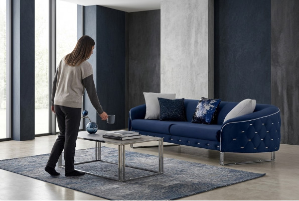 Designer Sofa 3 Sëtzer Chesterfield Couch Polster Sofas Design Blo
