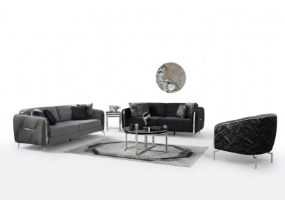 Modern Sofa Set 3 Stéck Wunnzëmmer Luxus Sëtzgrupp 3+3+1 Sëtzer Miwwel