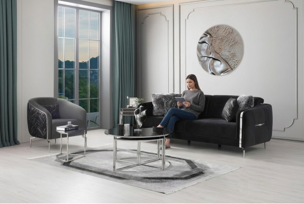 Modern Sofa Garnitur 2 Stéck Wunnzëmmer Luxus Sofa Garnitur 3+1 Sëtz Miwwelen