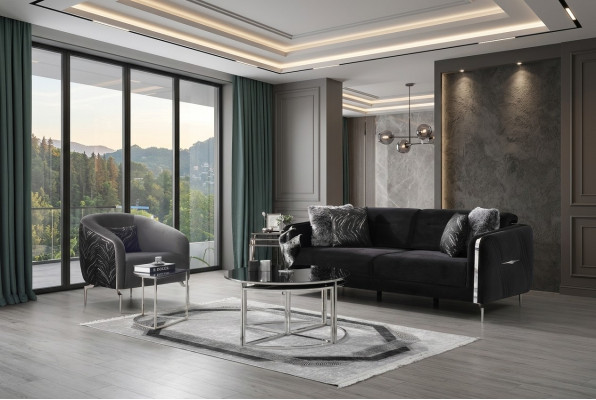 Modern Sofa Garnitur 2 Stéck Wunnzëmmer Luxus Sofa Garnitur 3+1 Sëtz Miwwelen