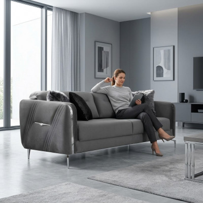 Luxus Canapé Dräisëtzer Modern Polster Stoff 3 Sëtzer Wunnzëmmer 235cm
