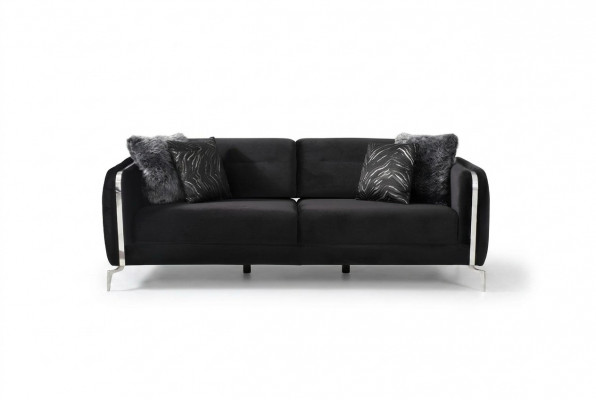 Designer Sofa 3-Sëtzer grouss Couch Polstersofas Design schwaarz Samt Miwwelen