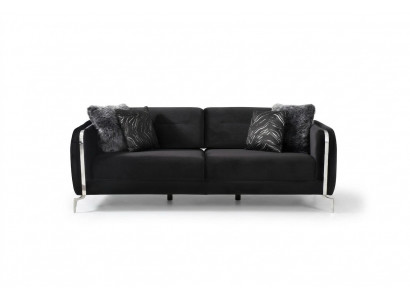 Designer Sofa 3-Sëtzer grouss Couch Polstersofas Design schwaarz Samt Miwwelen