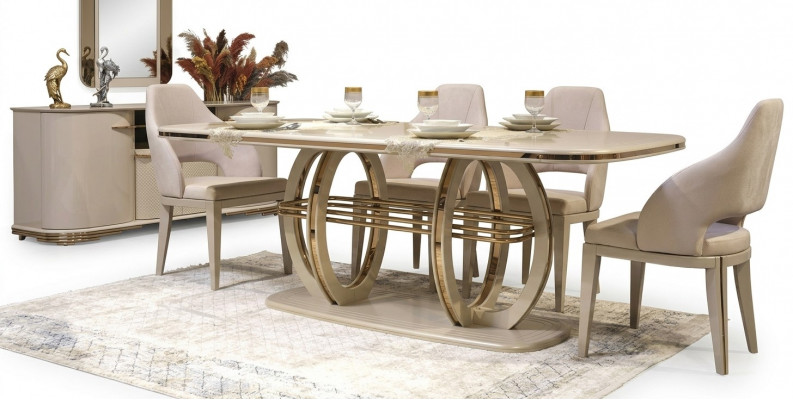 Iessdësch Iesszëmmerdësch Iesseck Iesszëmmersmiwwelen Dësch Holz Gold Beige