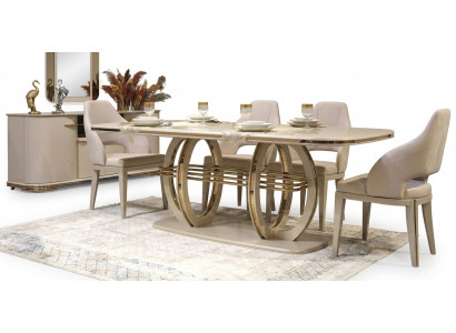 Iessdësch Iesszëmmerdësch Iesseck Iesszëmmersmiwwelen Dësch Holz Gold Beige