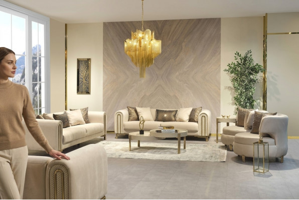 Sofa Garnitur 3+3+1 Sëtzer Sëtzpolster Couch Set Design Sofa Neiw 4-Stéck Stoff
