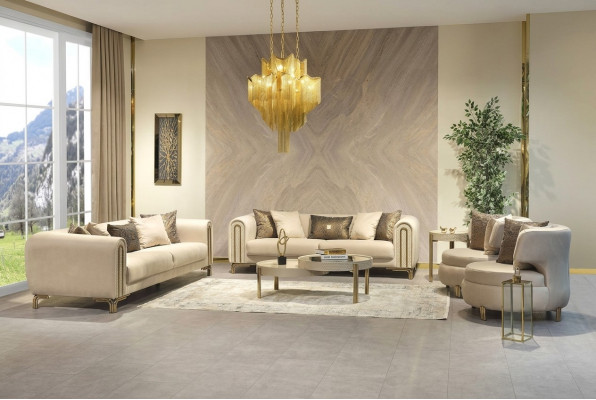 Sofa Garnitur 3+3+1 Sëtzer Sëtzpolster Couch Set Design Sofa Neiw 4-Stéck Stoff