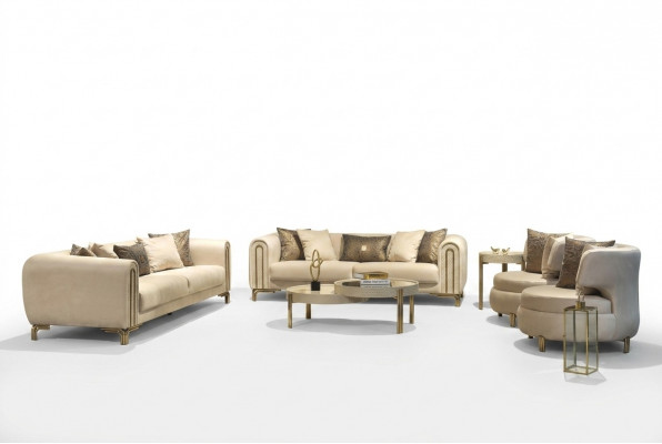 Sofa Garnitur 3+3+1 Sëtzer Sëtzpolster Couch Set Design Sofa Neiw 4-Stéck Stoff