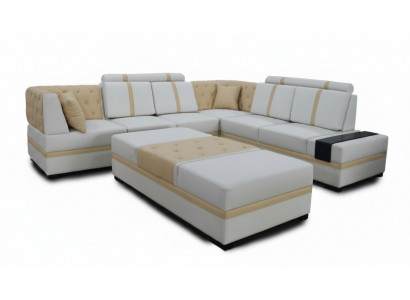 Designer Sofa Luxus Eckcouch mat Hocker Polster Garnitur Wunnzëmmer L-Form