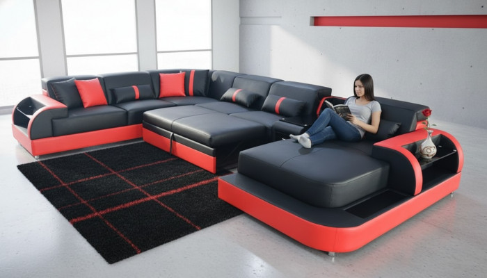 Luxus Couch Polster Miwwelen Eckgarnitur Wunnlandschaft Couchen Polster Ecksofa