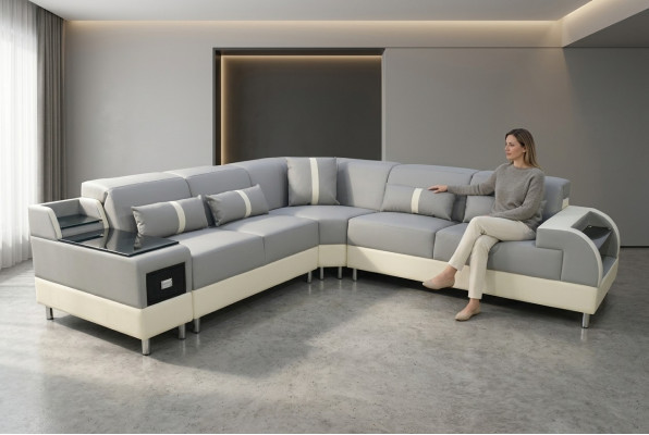 Ecksofa L-Form Sofa Canapé Design Polster Modern Eckgarnitur Gro.