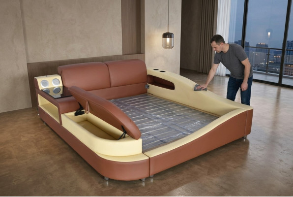 Multifunktiounsbett Luxus Hotel-Duebeltbett Design Miwwelen 180x200