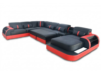 Multifunktion Sofa Canapé Wunnlandschaft Couchen Polster Sofas LED Bettfunktioun