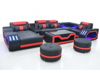 Designer Wunnzëmmer Set besteet aus 4 Deeler. Modern Set a schwaarzer Faarf beliicht.