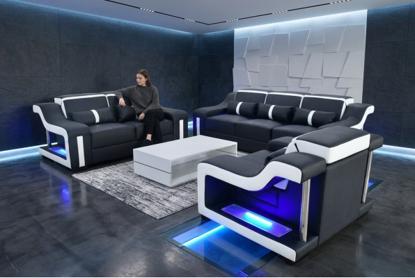 Sofasett 3+2+1 Sëtzer Set Design Canapé Polster Couchen Beliicht Couch